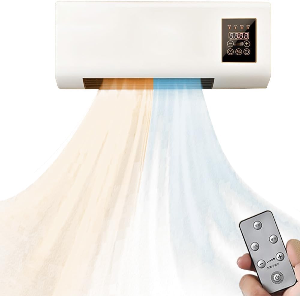 Personal Mini Air Conditioner. Wall-mounted dual-use AC unit with remote, touch screen & heating/cooling for rooms up to 150 sq ft.