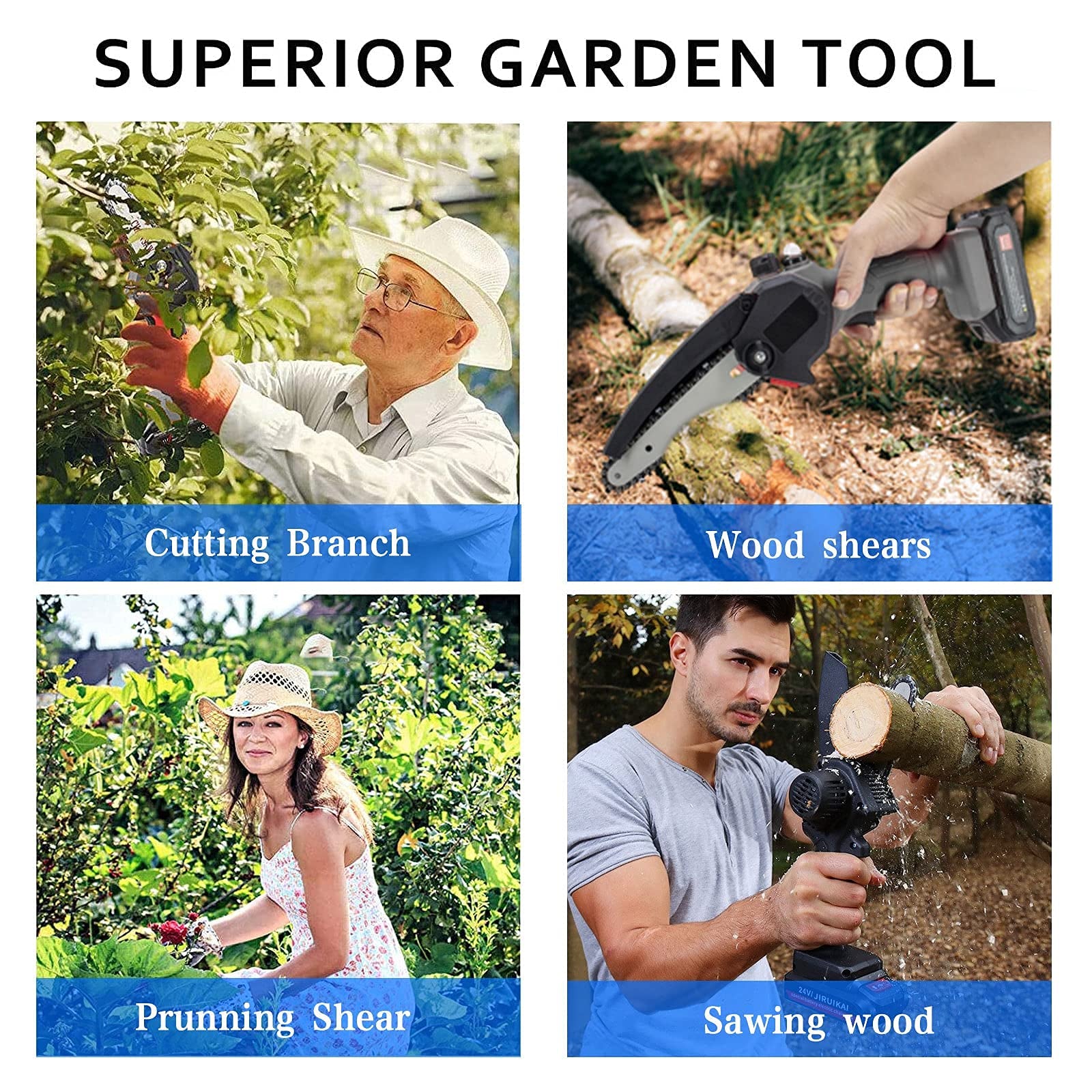 Brushless Cordless Chainsaw - Mini Electric Handheld Chainsaw with Safety Lock for Tree Branch Cutting