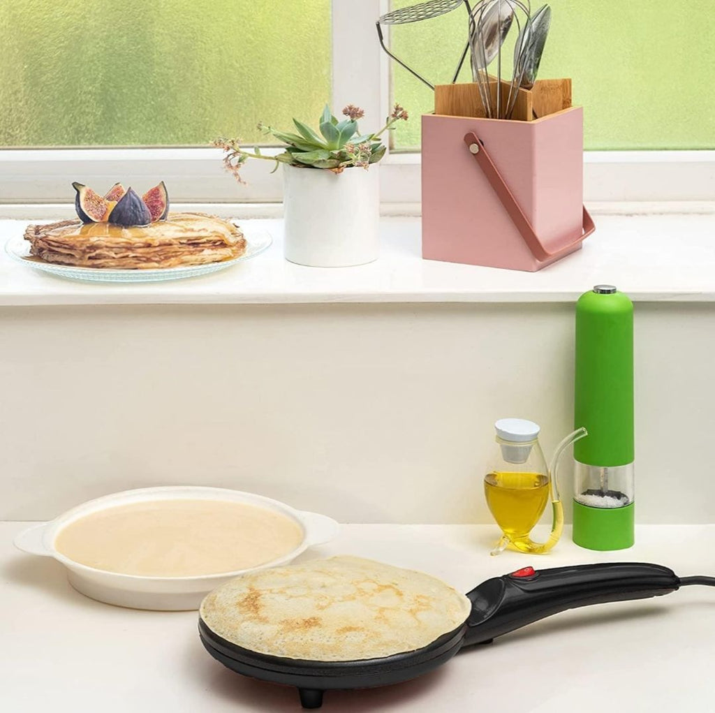 Electric Pancake & Crepe Maker with Auto Power-Off | Non-Stick Hot Plate Cooktop with Automatic Temperature Control | Perfect for Pancakes, Crepes, Omelets, and More