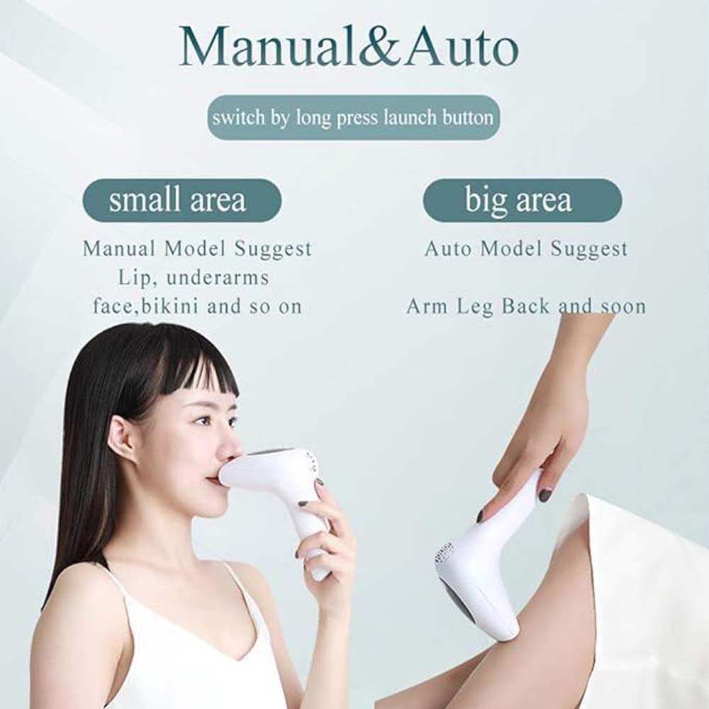 Laser Hair Removal System with 900,000 Flashes. 5 energy settings for face, legs, underarms, bikini & arms. Painless & permanent.