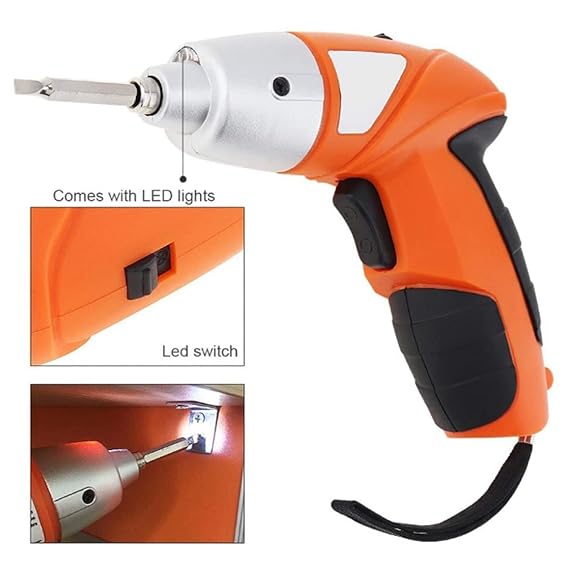 Rechargeable Electric Screwdriver | Cordless Screwdriver with Light | 3.6V 1300mAh Li-ion Dual LED Palm-Sized Screw Gun