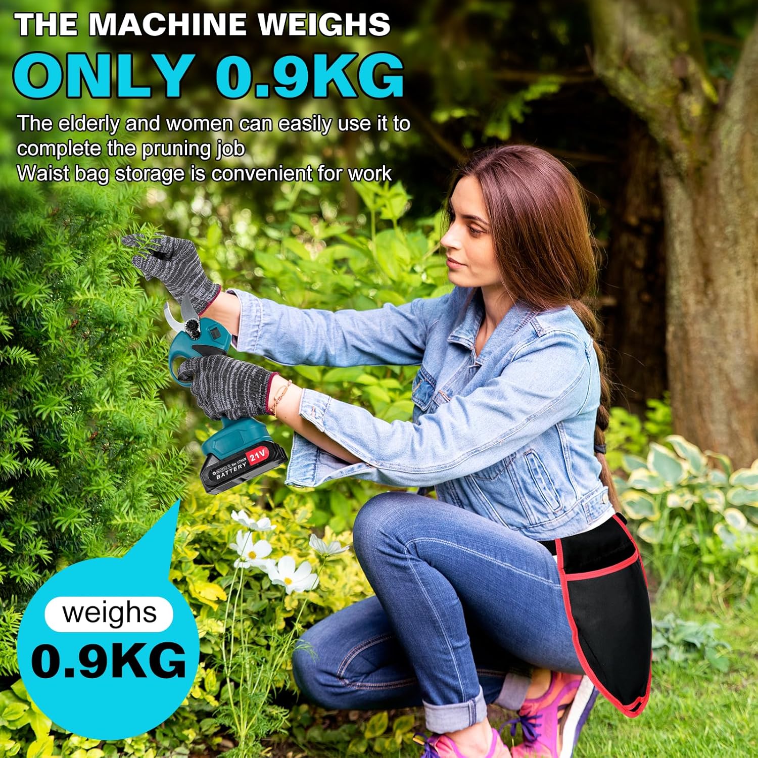 Cordless Electric Pruning Shears with 1.6 Inch Cutting Diameter. Battery powered branch cutter & tree trimmer with rechargeable lithium battery.