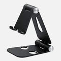 Fully Foldable Adjustable Cell Phone Stand | Desktop Phone Holder Cradle Dock for iPhone, iPad, Nintendo Switch, and Tablets (7-10") | Black