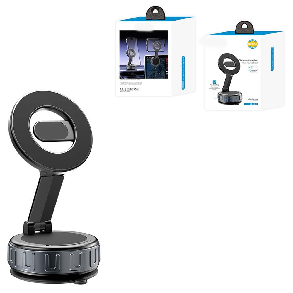 GD-HD241 360° Rotating Magnetic Phone Holder with Vacuum Function. Strong suction & universal mount in black.