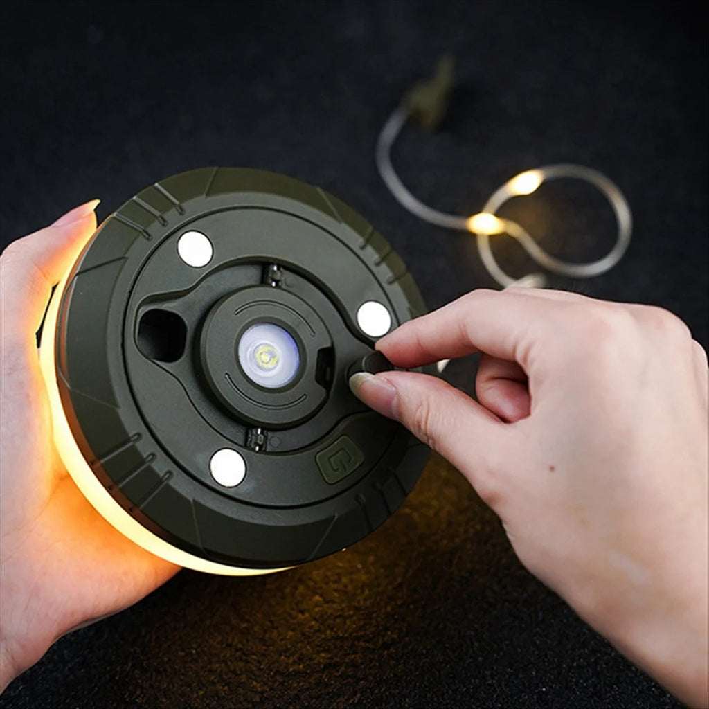 YD-2314 8M Outdoor Waterproof String Lights. Portable stowable reel with USB rechargeable for camping, RV, garden & patio.