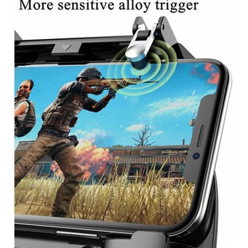 2-in-1 Mobile Game Controller with Cooling Fan trigger joystick gamepad for iOS & Android phones. Black.