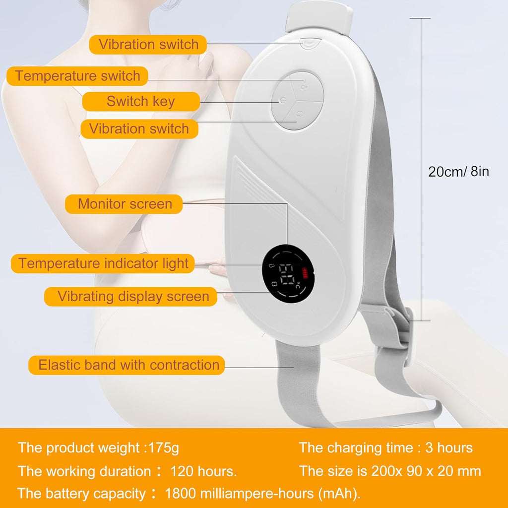 Electric Heating Pad for Cramps - Upgraded Portable Cordless Heating Pad with Adjustable Heat, Soft White Design