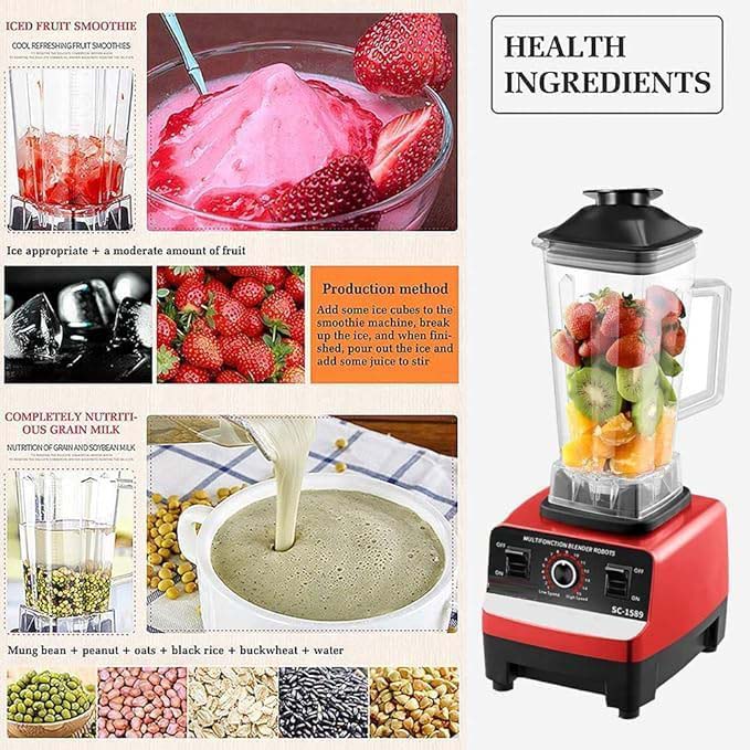 Heavy Duty Commercial Grade Blender Juicer – 6-Blade Mixer for Fruit, Food Processing, and Ice Smoothies