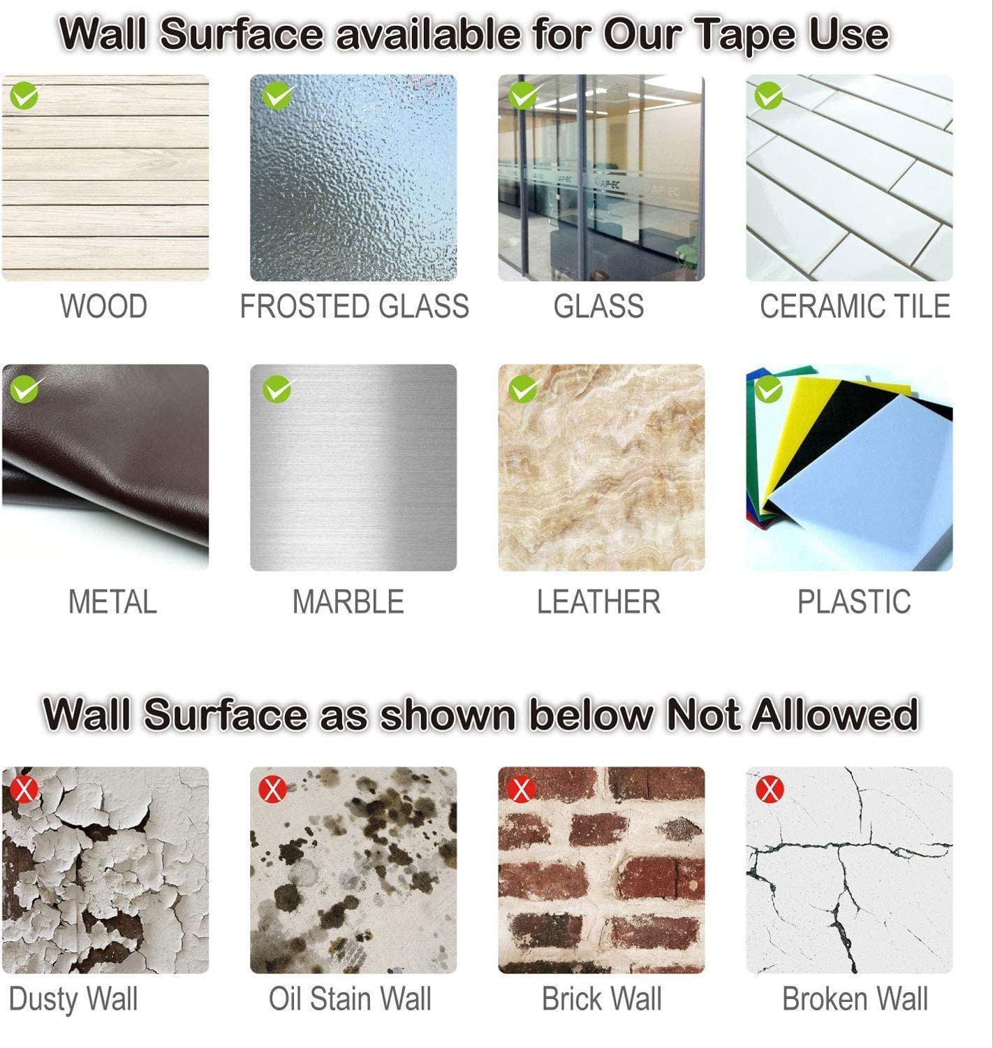 Strong Double-Sided Tape Heavy Duty | Perfect for Indoor Installation | No Screws or Drilling | Super Sticky, Non-Toxic, Non-Slip Adhesive