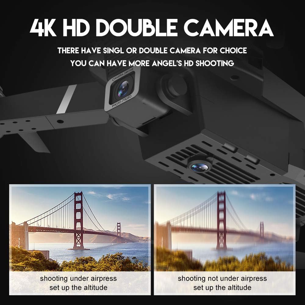 8K Foldable Mini Drone - Dual Camera, WiFi FPV, Gesture Control, Android/iOS Compatible with Carry Case (Black)