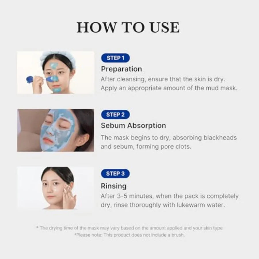 Zero Pore Black Mud Facial Mask - 3-Minute Cooling Pore Tightening with AHA/BHA/PHA, PorePurifying Clay Formula