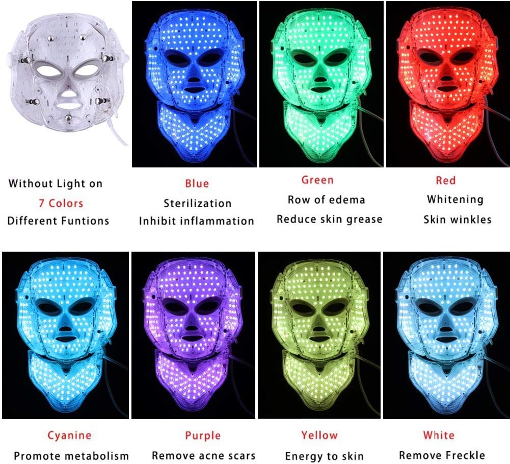 7-LED Whitening Face Mask | Advanced Optical Therapy for Radiant Skin | White/Black | 230x200mm
