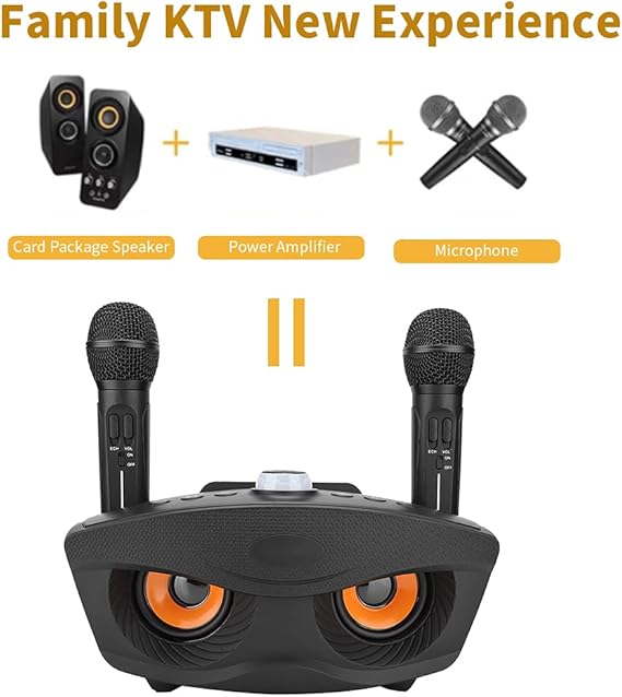 Wireless Bluetooth Speaker with 2-Piece Microphone Set | Portable Karaoke System for Home, Parties, and Events (Black)