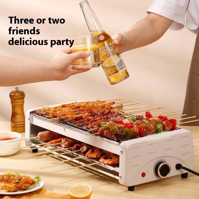 Electric Smokeless Grill - Nonstick Indoor Griddle Pan for Frying, Baking & Stewing, Adjustable Temp, Easy Clean, White