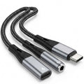 GD-UC162 Type-C to 3.5mm 2-in-1 Adapter. Nylon braided cable with PD 60W fast charging & lossless audio for headphones.