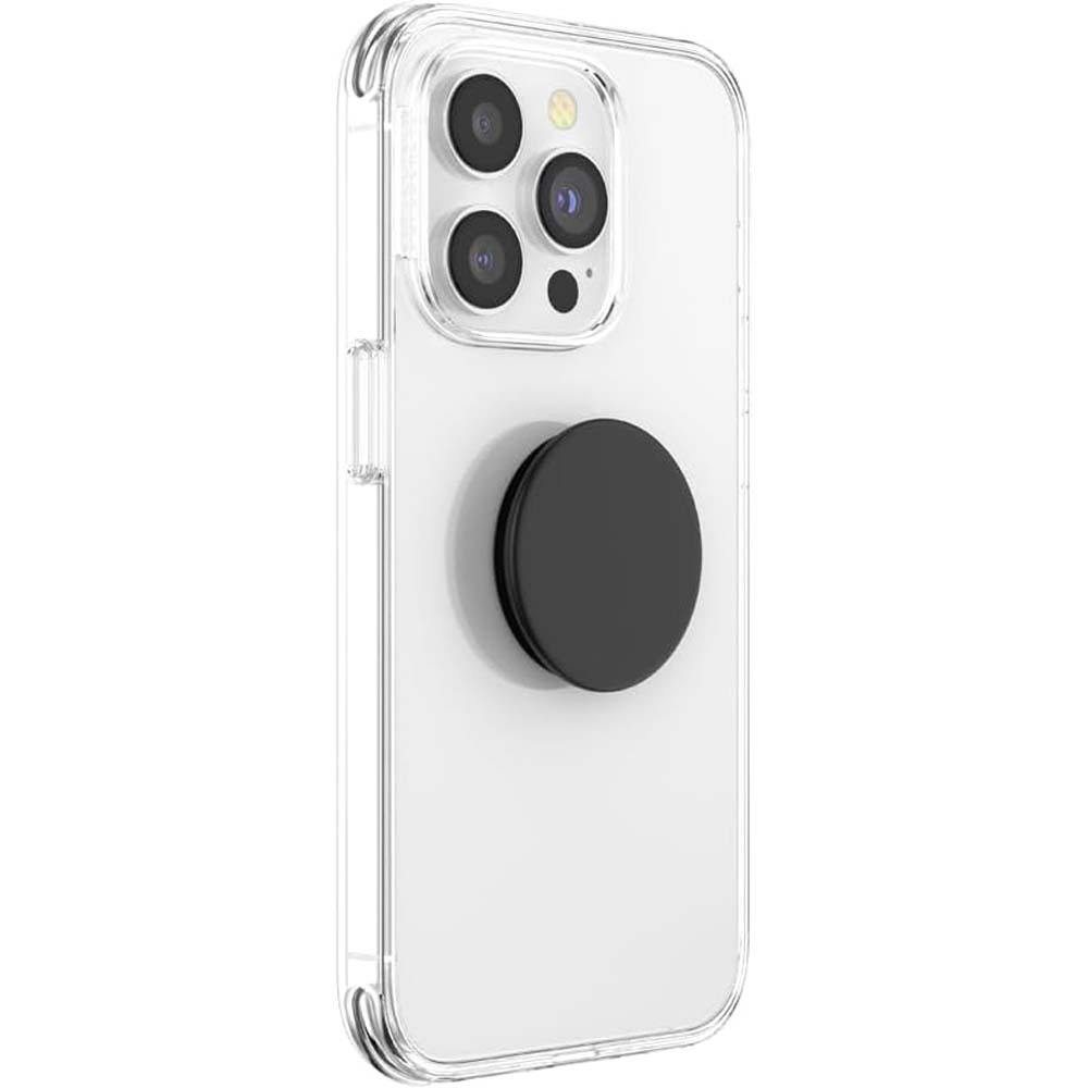 PopGrip with Swappable Top - Black, Phone & Tablet Grip, Stand, and Wireless Charging Compatible Accessory