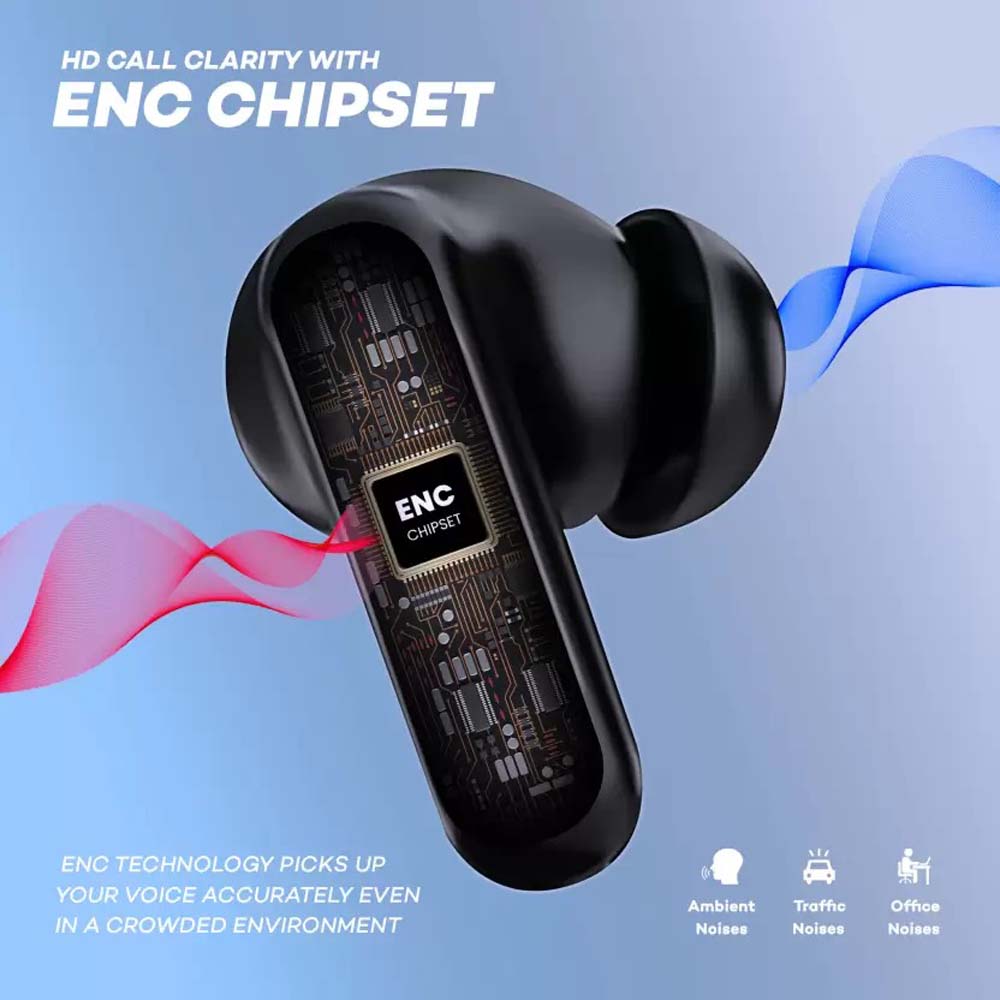 TWS Wireless Earbuds with ENC, V5.1 Bluetooth, Clear Call Effect, HD Sound, Long Battery Life, Sensitive Touch, Short Ear Handle Design, Type-C