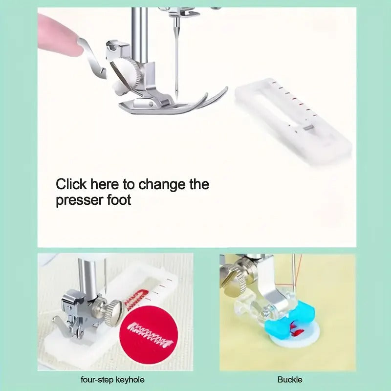 European Standard Home Sewing Machine - 2-Speed, Front/Back Stitch, Thick Fabric Locking, Night Light & Guide Locking Eye