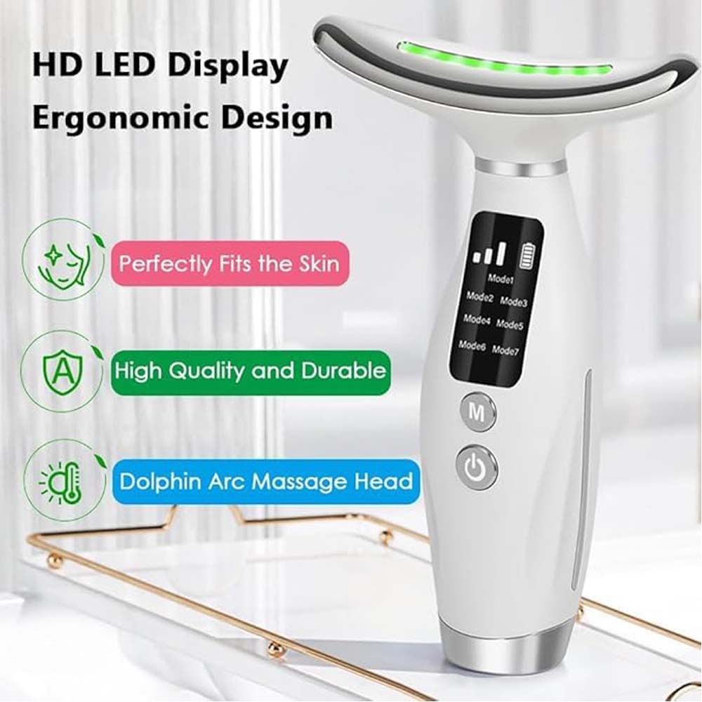 7-Colour LED Light Therapy Facial Massager - Anti-Aging, Skin Tightening & Slimming Wand for Face, Neck & Eyes