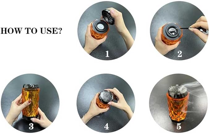 Elegant USB Rechargeable Incense Burner – Portable Oud and Bakhoor Burner for Home, Office, and Car (Orange)