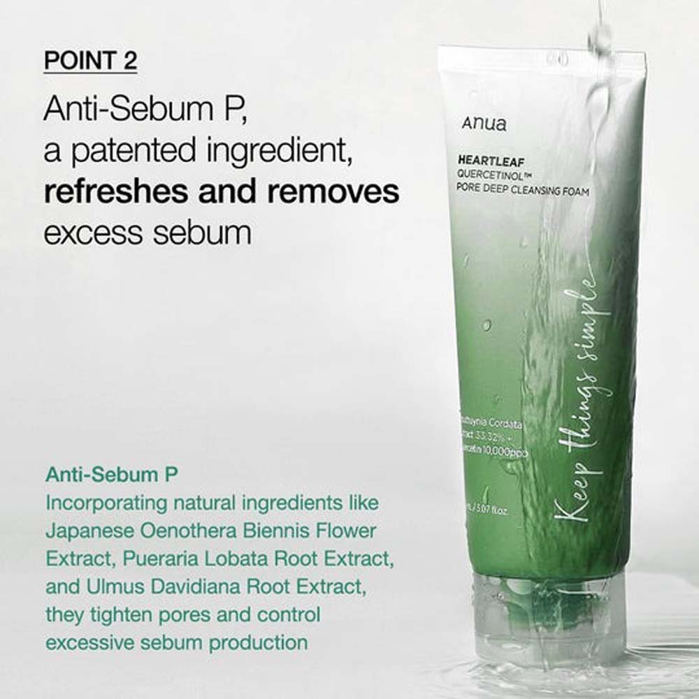 ANUA Heartleaf Quercetinol Pore Cleansing Foam - Deep Cleansing & Moisture Balance for All Skin Types, 150ml
