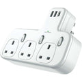 Dx871 Power Strip with 3 AC outlets, 2 USB ports & 1 PD port for fast charging. Compact modern design in white.