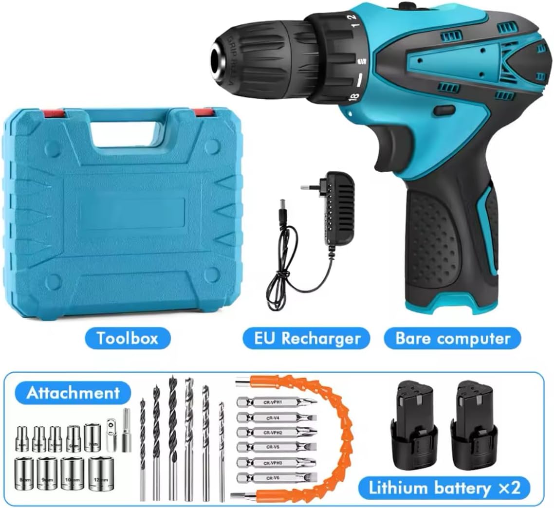 Cordless Drill Driver Set | Brushless Motor Electric Screwdriver | 2 Batteries & Box | Lithium Screwdriver Repair Tool Kit for DIY, Home, & Professional Use