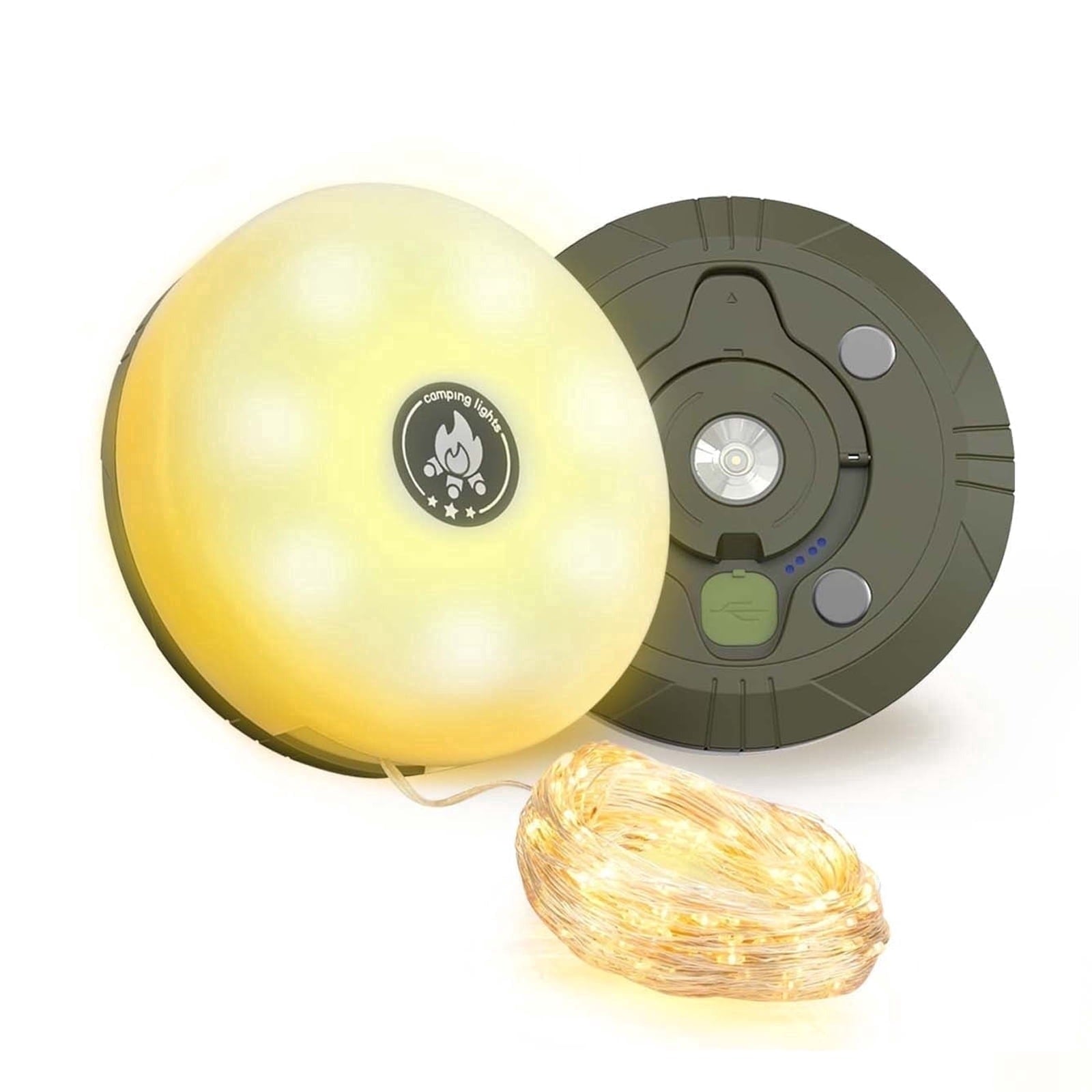 YD-2314 8M Outdoor Waterproof String Lights. Portable stowable reel with USB rechargeable for camping, RV, garden & patio.