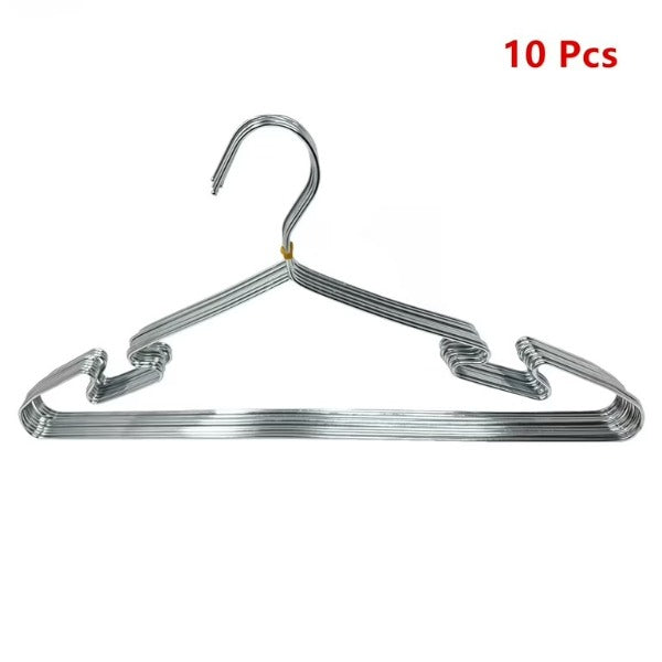 Stainless Steel Flexible Sturdy Clothes Hangers Set – Perfect for Standard Daily Use, Set of 10 Pieces, Silver