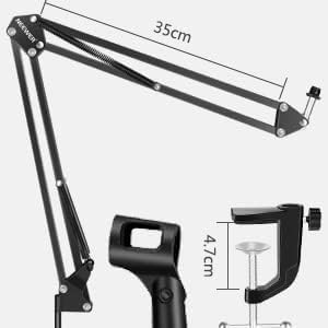 Professional Recording Microphone Stand | Black Suspension Scissor Arm for Dynamic and Condenser Mics | Stable and Adjustable