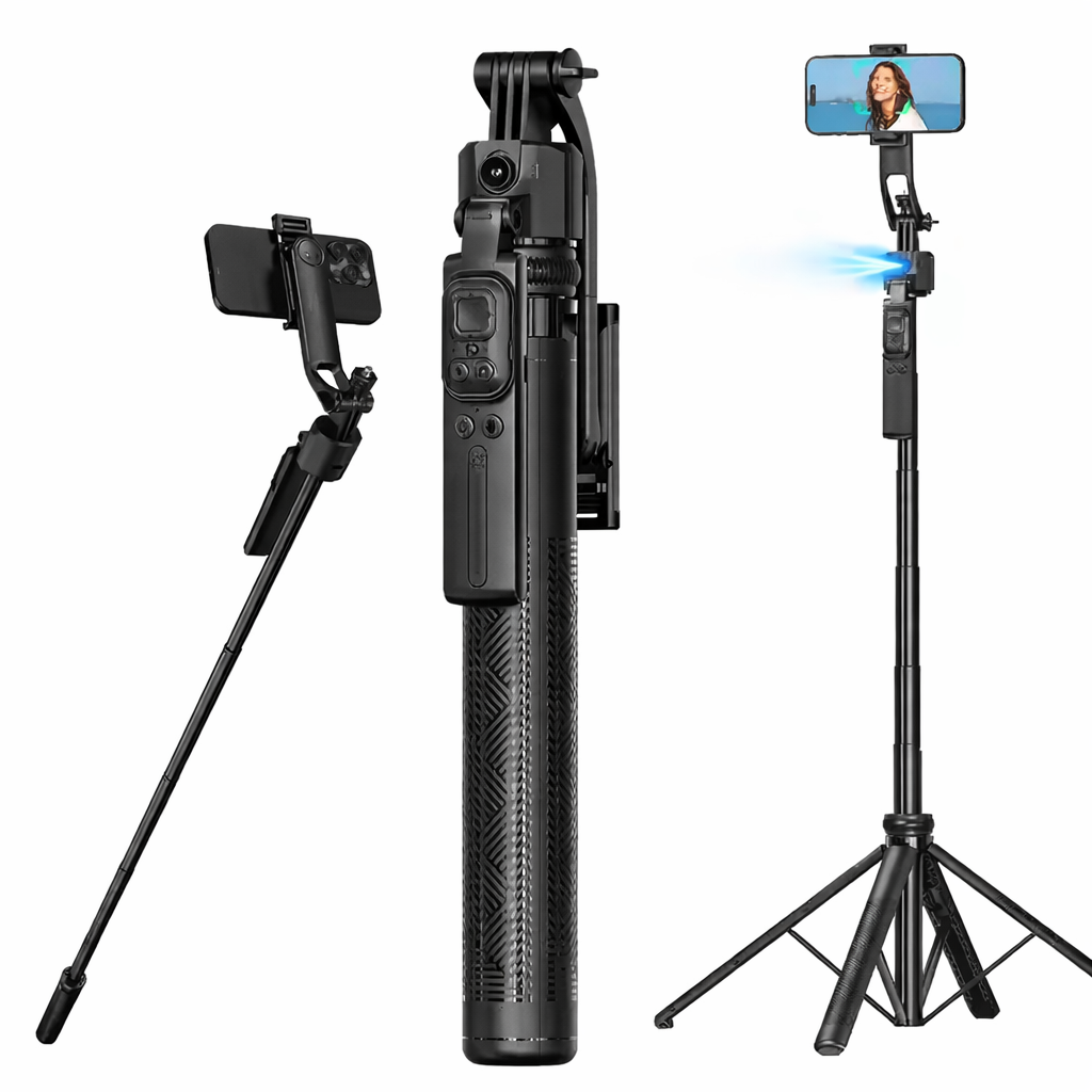 C17 AI Face Tracking Selfie Stick & Tripod. 360° rotation, smart gesture control & Bluetooth remote for vlogging & streaming.