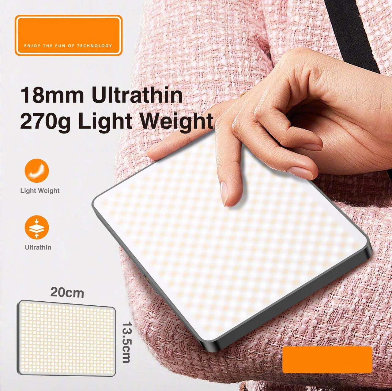 Live-E11 10W Bi-color LED Video Light. USB-powered camera panel fill light for photography, TikTok, vlogging & recording.