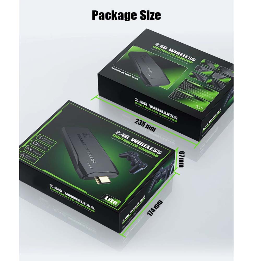 Retro Game Stick Lite - Plug & Play Console with 20,000+ Games, Dual 2.4G Wireless Controllers, 64G Storage (HDMI Ready)