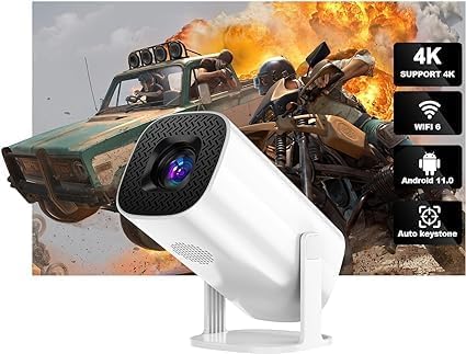 Mini Portable Projector 4K Edition 2024 – 280 ANSI, Mobile & TV Visual Enhancer with Android 11, WiFi, Bluetooth, Auto Correction, and 180º Rotation