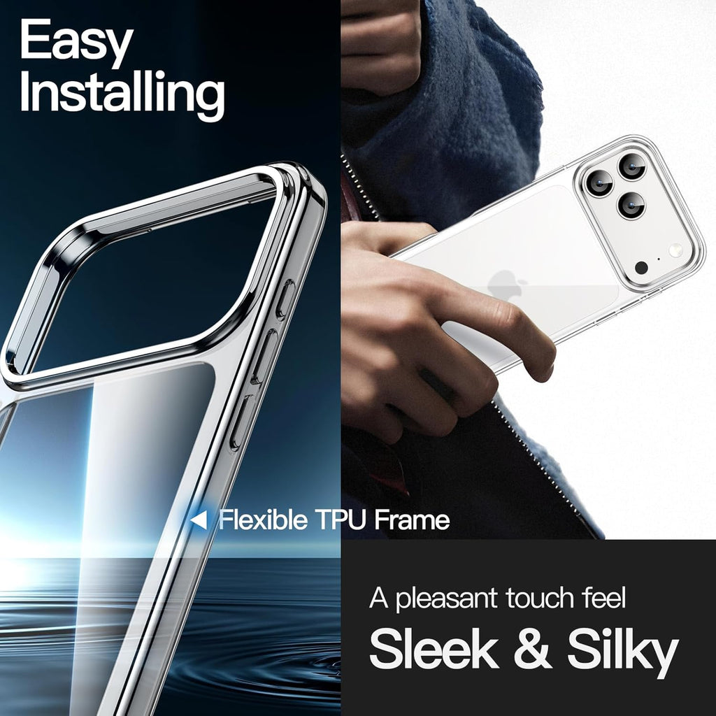 Crystal Clear Case for iPhone 17 Pro Max 6.3" (2025) - Anti-Yellowing Hard Back, Slim Shockproof Bumper, Wireless Charging Compatible