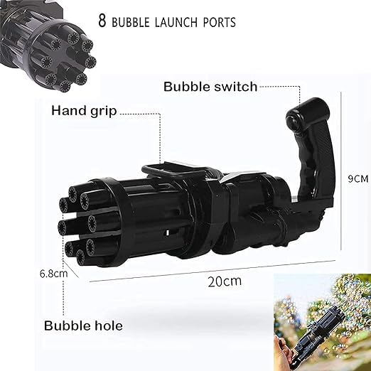 8-Hole Automatic Bubble Toy | Summer Outdoor Electric Bubble Machine for Kids | Endless Bubble Fun for Playtime