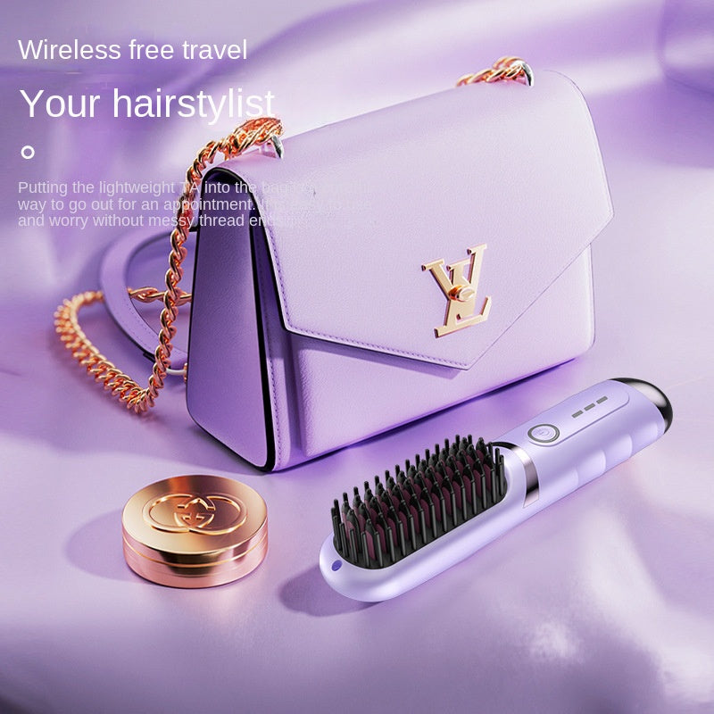 2-in-1 Electric Hair Styler - Rotating Curling Iron & Straightener Brush with Negative Ion Technology (Multi colour)