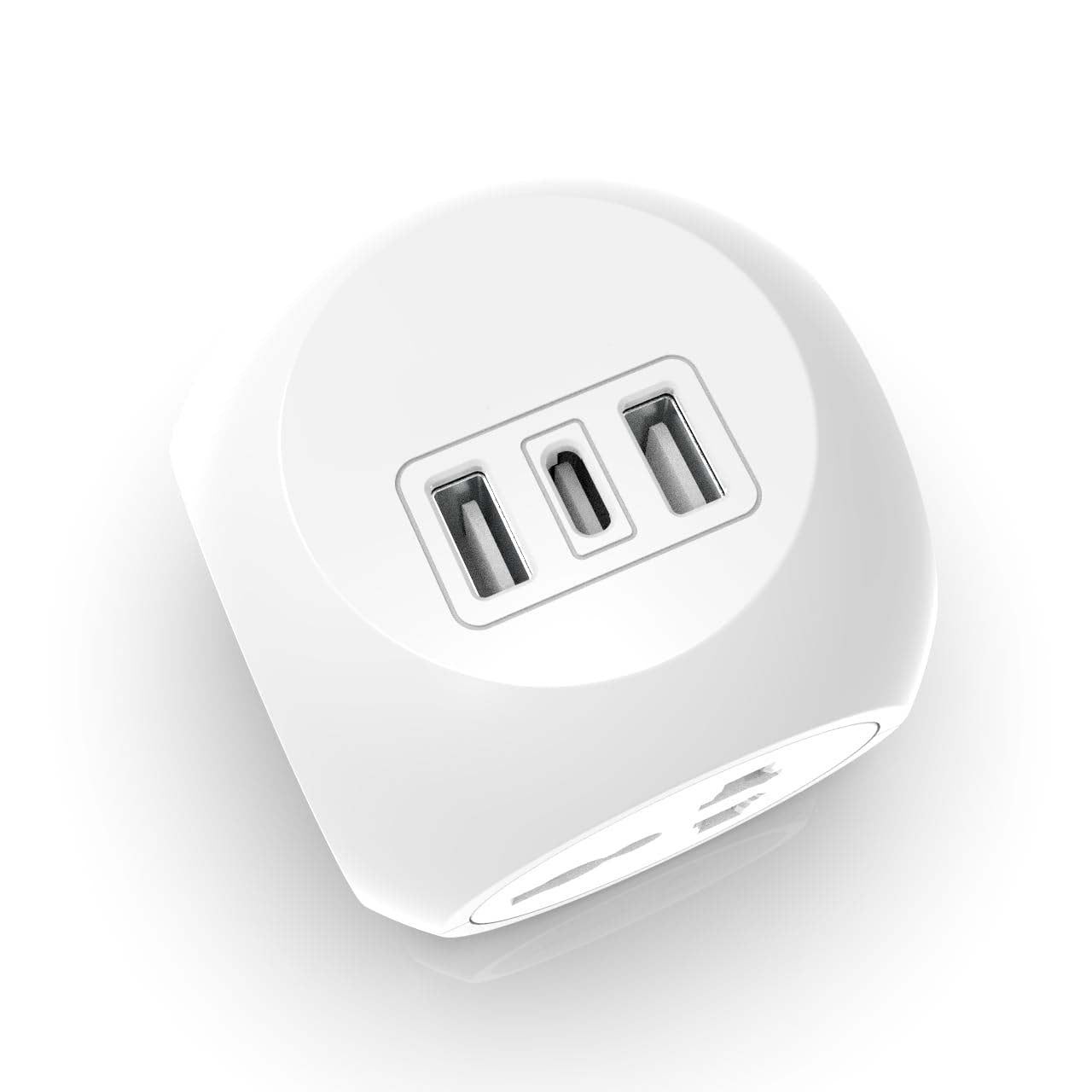 7-in-1 Multi Plug Extension Adapter - 4 Way Cordless Wall Extender with PD Fast Charging, Universal AC Outlets for Home/Office/Travel 100-250V