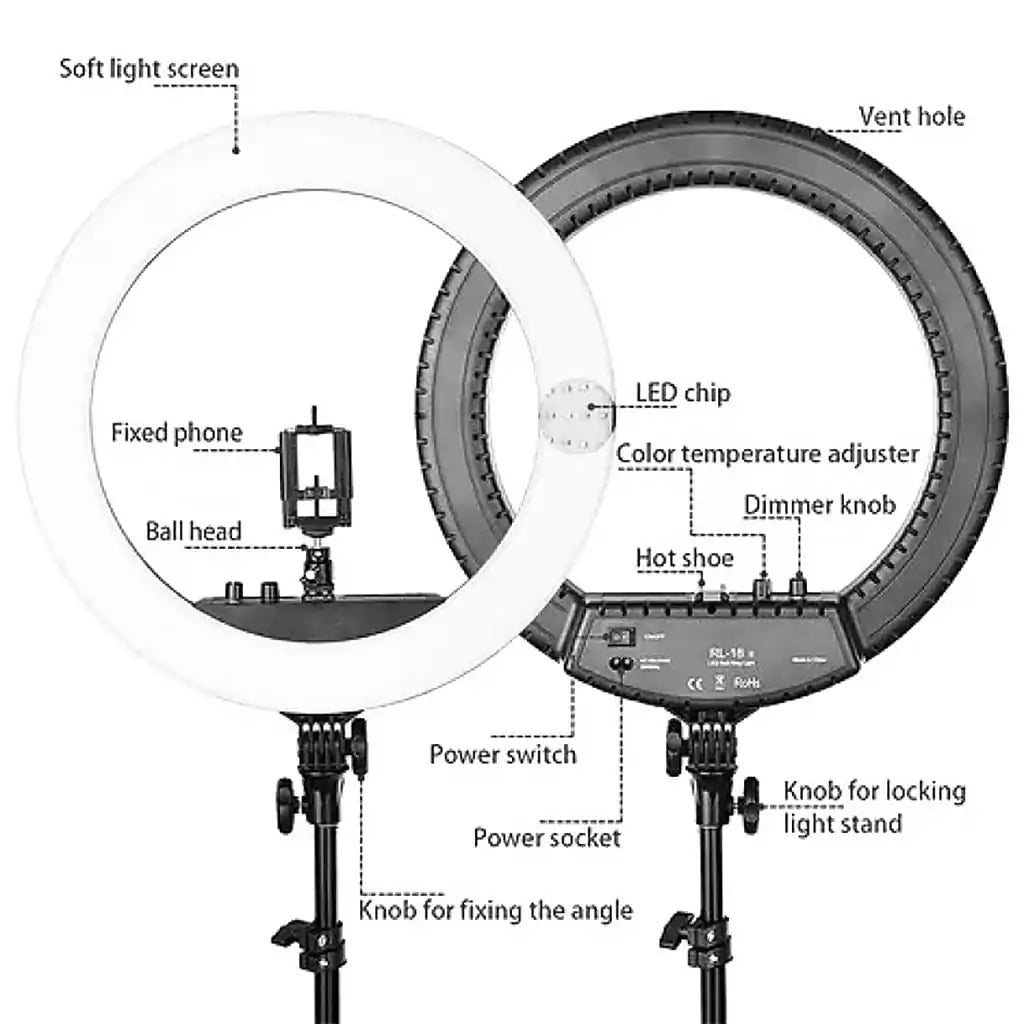 21-Inch Selfie Ring Light with Tripod Stand – Adjustable Photographic Lamp with 3 Mobile Holders