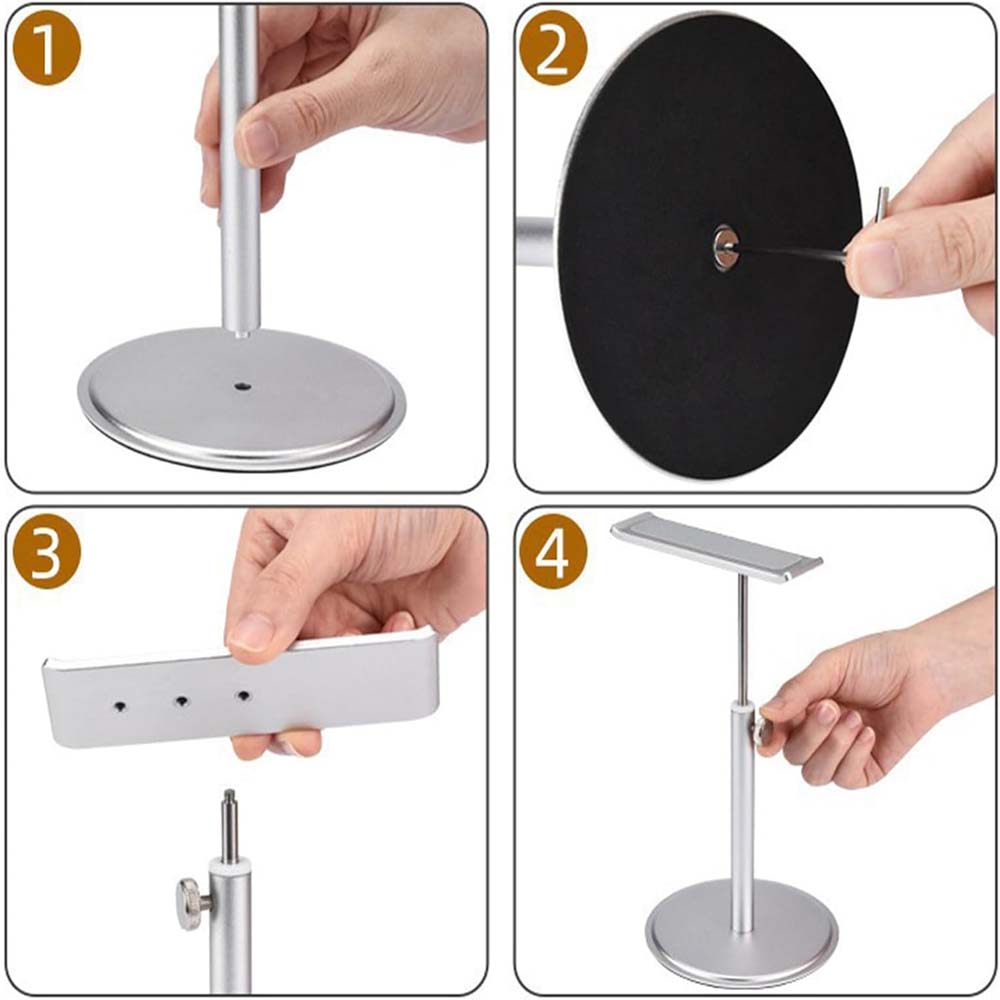 Adjustable Aluminum Headphone Stand - Anti-Slip Desktop Organizer with Shelf for Headsets & Accessories