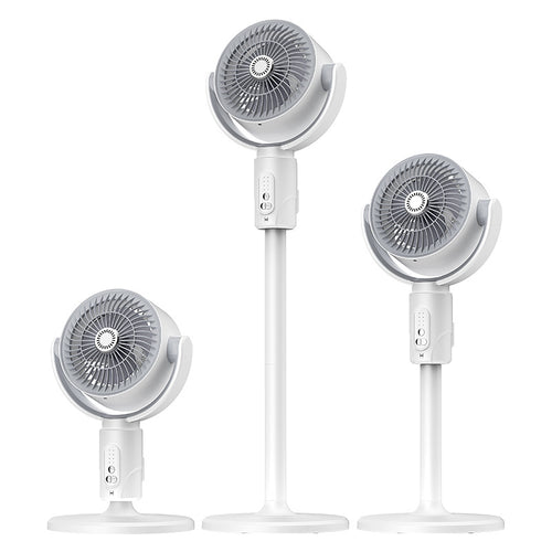 5-Speed Floor Fan - Adjustable Height, Rechargeable, Timer Control, 90° Oscillation for Whole Room Air Circulation