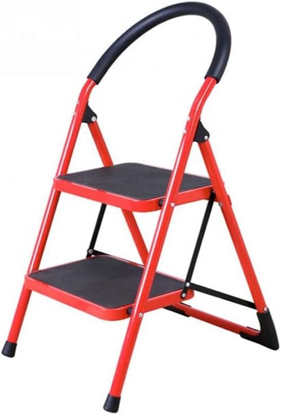 Hot Favorable Price 2-Step Home Mini Red Stairs | Folding Wrought Iron Ladder | Compact and Durable for Household Use