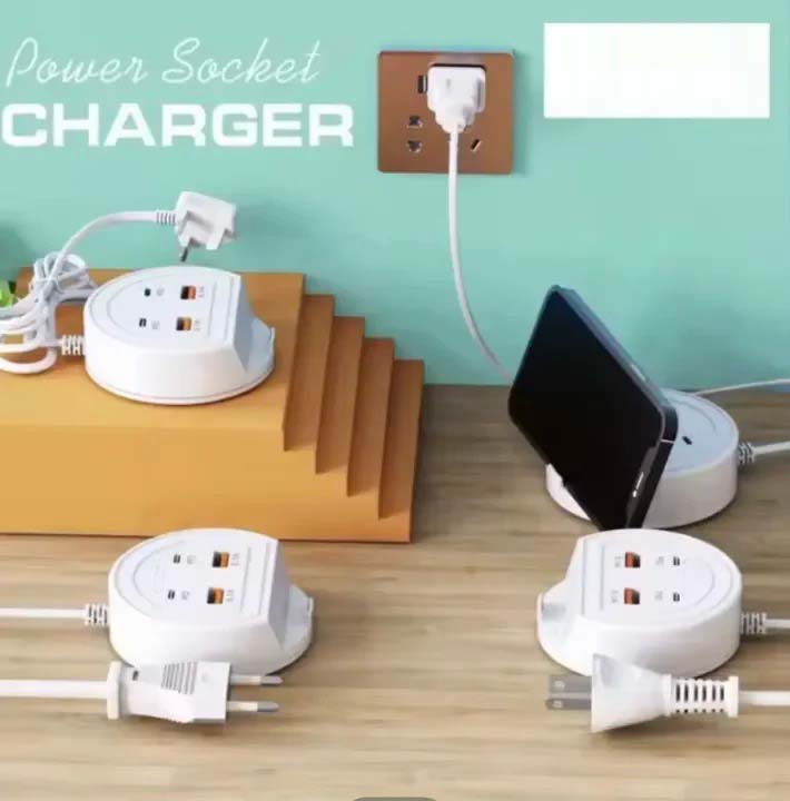 Quick Charge 5.1A Charger with Dual PD+USB Ports - Universal Multi-Port Charging Station with Mobile Phone Holder | 5V/5.1A Multi-U Port Charger for Fast, Convenient Charging | Compatible with All Mobile Phones