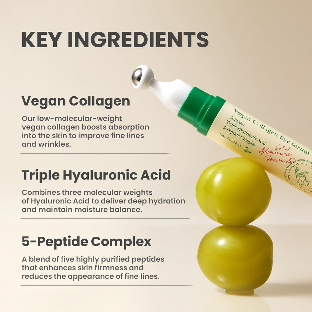 AXIS-Y Vegan Collagen Eye Serum – Korean Eye Treatment with Triple Hyaluronic Acid & Peptides, Reduces Fine Lines, Dark Circles & Boosts Elasticity