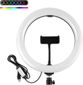 MJ33 RGB LED Soft Ring Light | 26CM Adjustable Ring Light with Phone Holder | Ideal for Video Recording, Photography, and Live Streaming