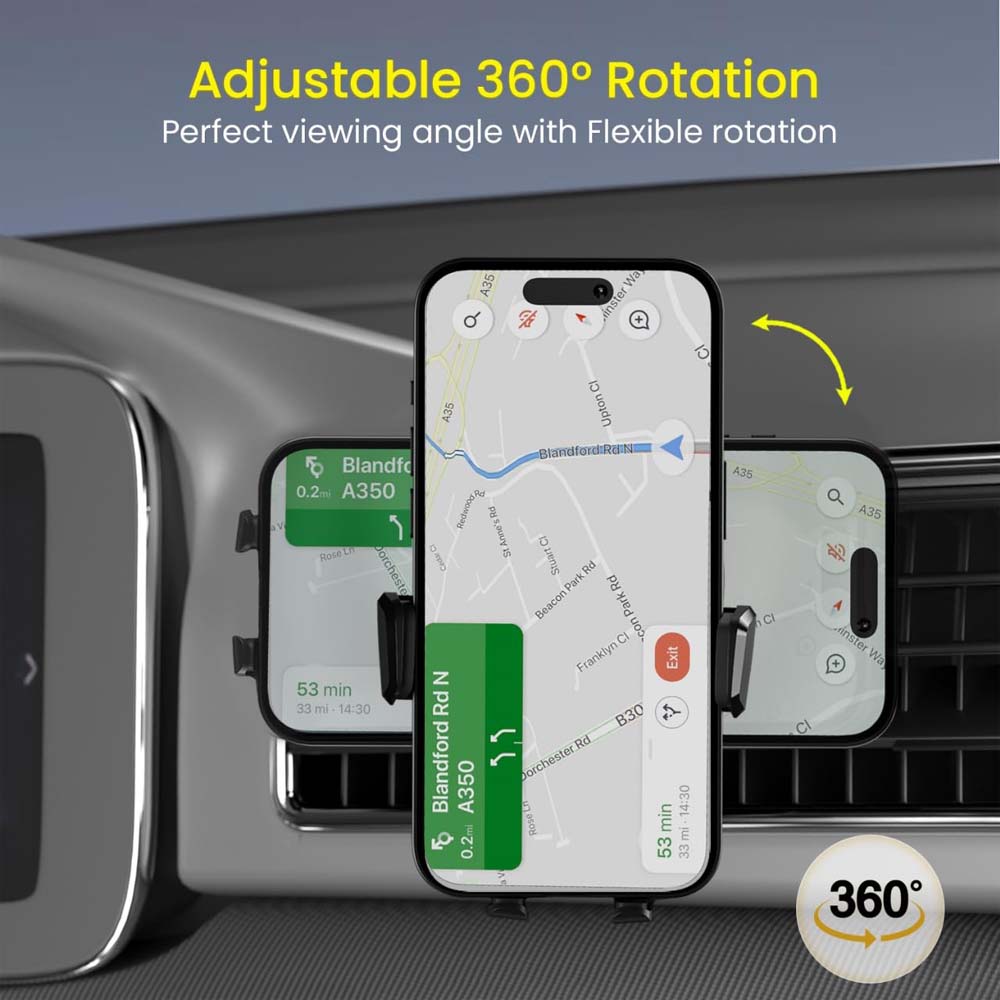 GD-HD211 2-in-1 Universal Car Phone Holder. Versatile mount for dashboard, windshield, or air vent. Secure & adjustable.