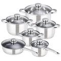 12-Piece Stainless Steel Cookware Set - Induction Compatible, Modern Design for Gas, Electric, Ceramic Stoves