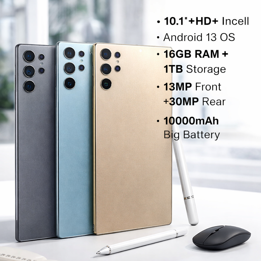Pad 18 Ultra Tablet 11-Inch Full HD, 16GB RAM, 1TB Storage, Android 13, 10000mAh Battery with Arabic Keyboard