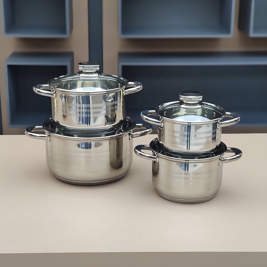 12-Piece Stainless Steel Cookware Set - Induction Compatible, Modern Design for Gas, Electric, Ceramic Stoves