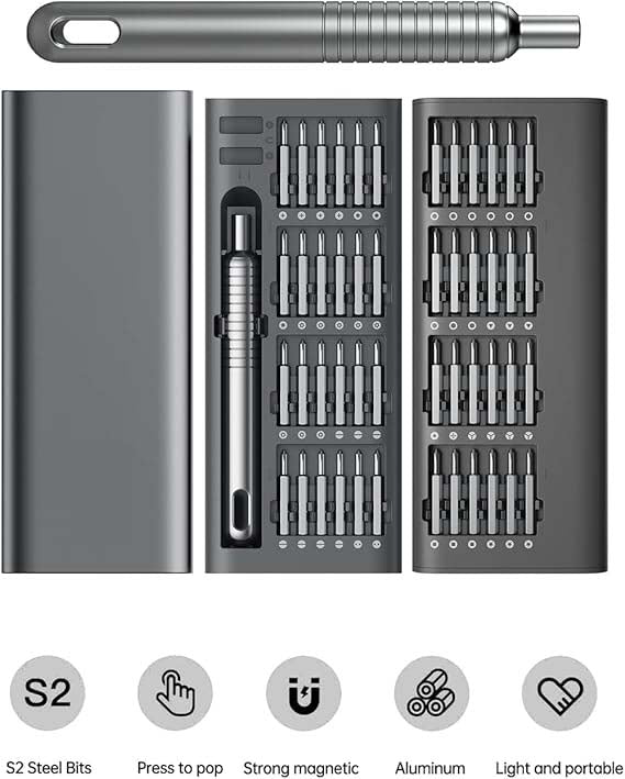 51 in 1 Precision Screwdriver Set | Portable Screwdriver Set with 48 Magnetic Bits, Torx & Hex Screwdrivers